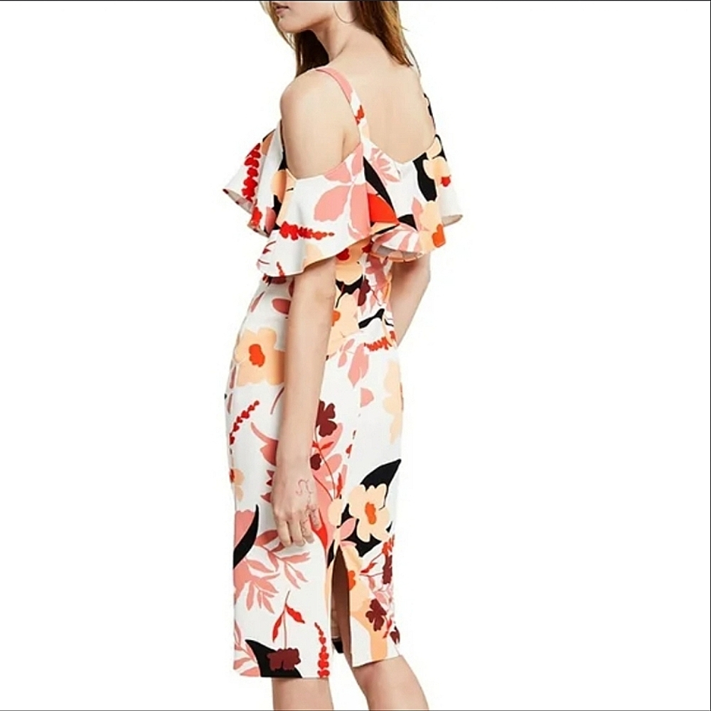 Rachel Roy Midi Sheath Dress, Orange, Off-The-Shoulder Sz Xtra Small